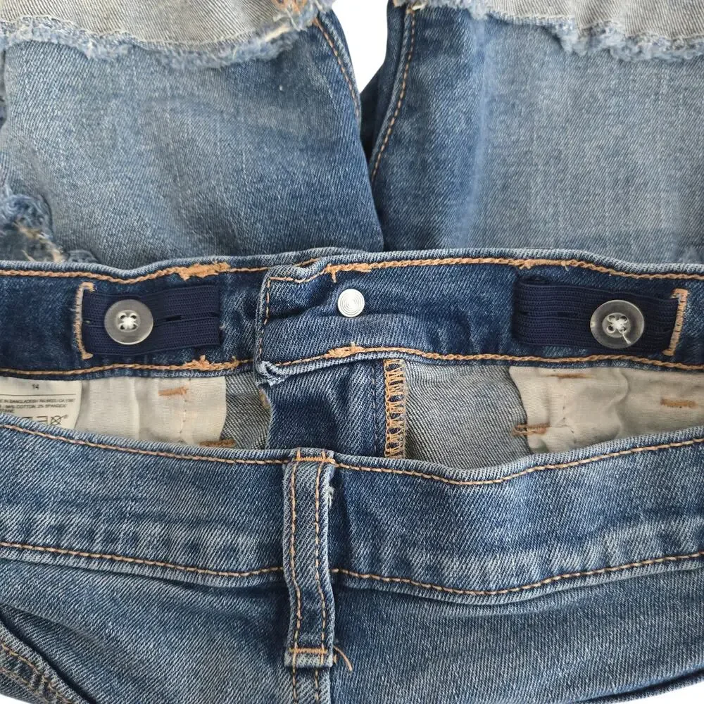Old Navy Girls High-Rise Built-In Tough Jean Shorts Size 14 Blue Denim 5-Pockets